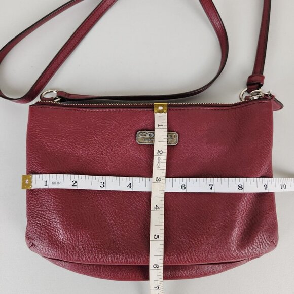 Coach Crossbody Bag Womens Red Vintage Small Pebbled Leather Purse Classic - Picture 7 of 16